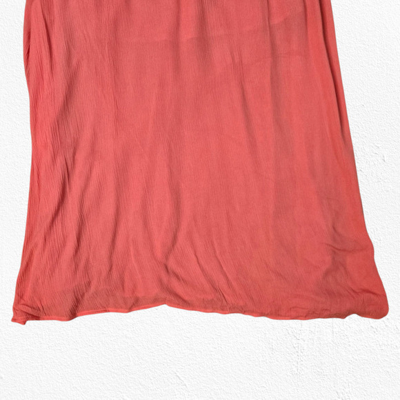 JustFab Coral Pink Boho Sleeveless Chain Halter Chiffon Maxi Dress Size Small - Picture 7 of 11